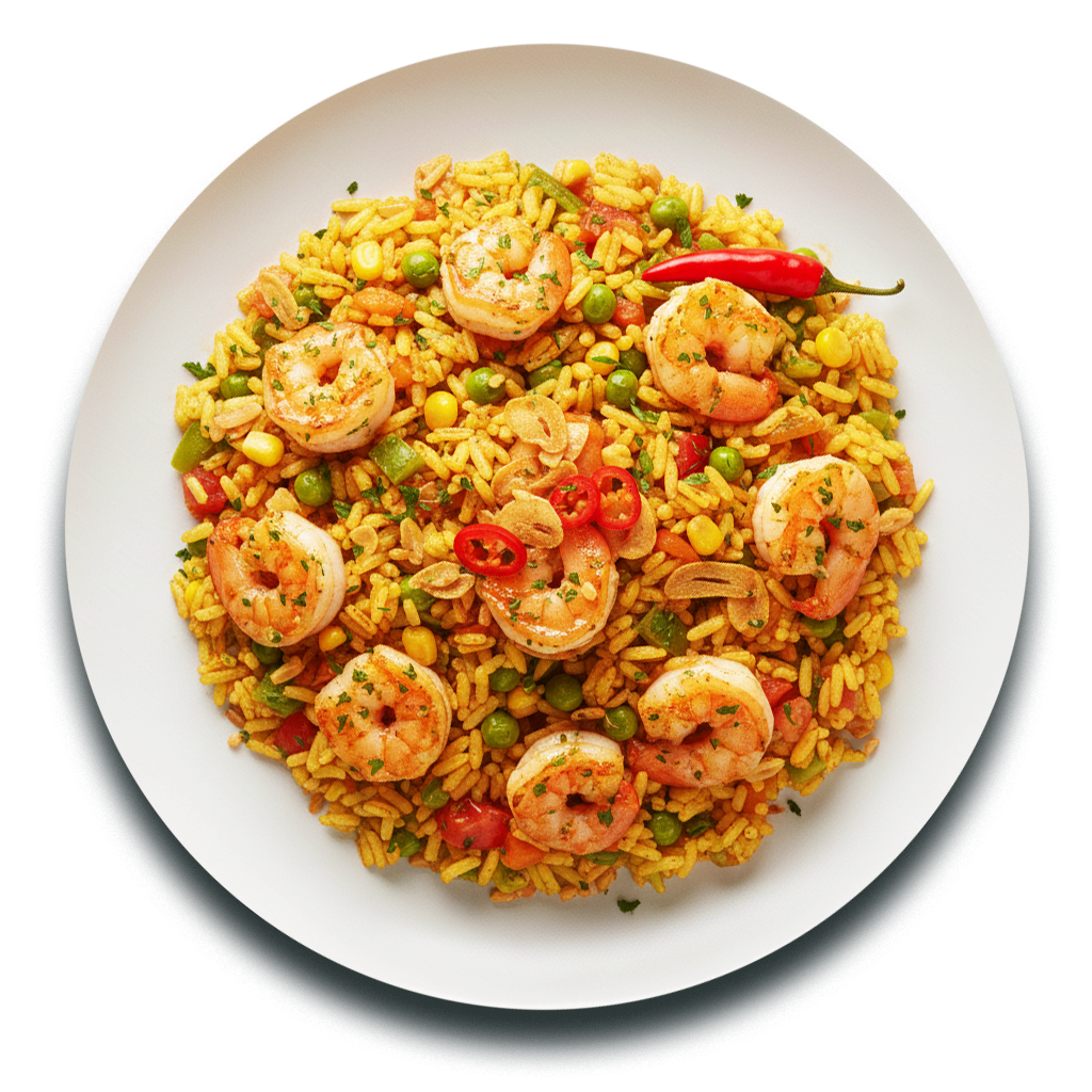 Arroz con camarones al ajillo